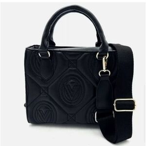 Valentino Orlandi NWT Tote Black Vegan Leather Handbag Shoulder Strap Top Handle